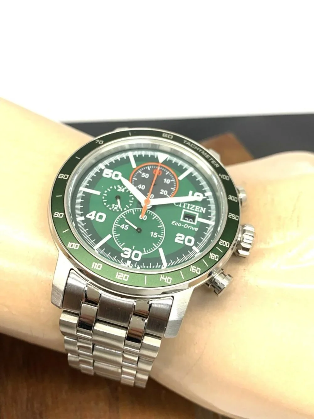 Citizen Men's Watch CA0851-56X Brycen Eco-Drive Green Dial Chronograph 44mm
